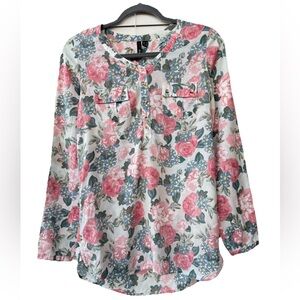 #32 Mango Casual Floral print Shirt Multicolor Spring Top M Lightweight